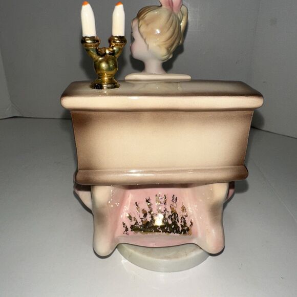 Vintage Josef Originals Revolving Music Box Girl Playing Piano Candelabra  Works - Picture 14 of 16